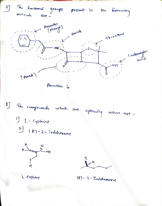 Th Funional greups art present in medcude Aromyc Amtde Thiochr NH uid PenictMm pn wuh opmeay ure ure - 3 L- steine (R)-2-ivdo
