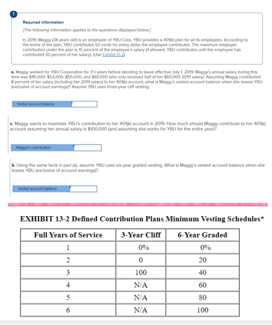 Required information The following information applies to the questions displayed below.) In 2019, Maggy (34 years old) is an