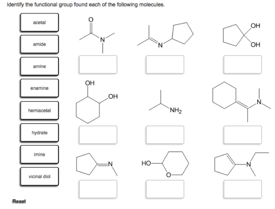 Image for Identify the functional group found each of the following molecules
