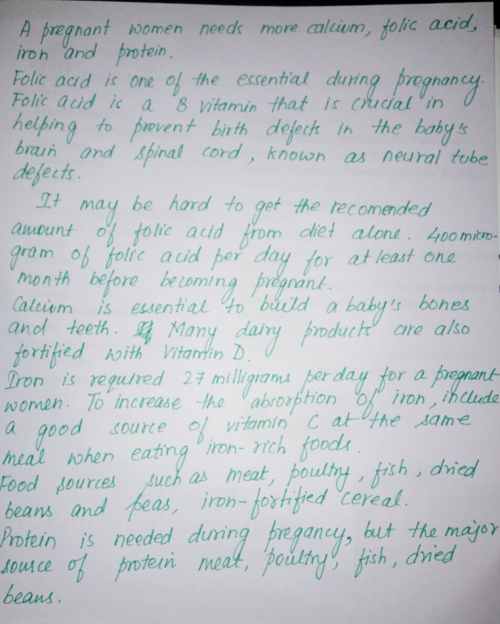 A pregnant iroh and protein Folic acid is One Folic acid ic calcum, folic acid 0omen needs more of the ecsential during pregn