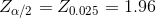 Z_{\alpha/2}=Z_{0.025}=1.96