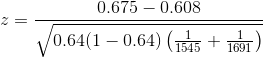 0.675 - 0.608 0.64(1 - 0.64) (1ਖੇਡ + )