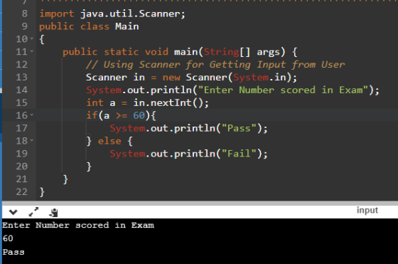 8 import java.util.scanner; 9 public class Main public static void main (String args 12 13 14 15 16 // Using Scanner for Gett