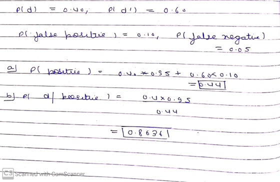 pl di - ovoj pld) 0.6o el false besittie ) = eljale negative) ) 0-05 al pl positice ) ove *oiss+ u. GooiTo = b.441 bl el al k