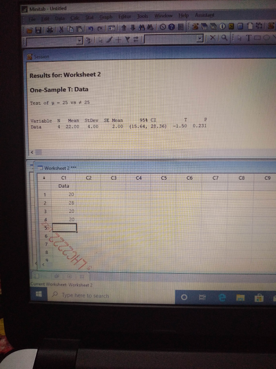 . Minitab - Untitled File Edit Data Calt. Siat Graph Editor Tools Window Help Assistant F%9E|MM|0OBUSOMOS ESILEYE XIQUETOO Se