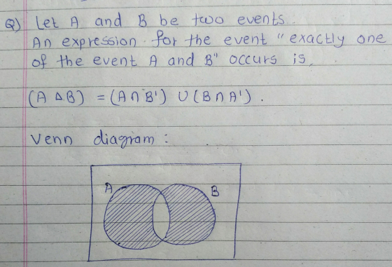 Let A An expression or the event exactly one of the event A and B occurs is and B be two events Cl Veno diasam