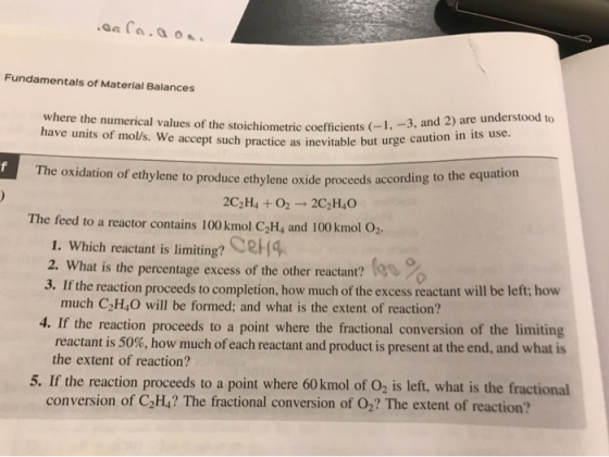Fundamentals of Material Balances where the numerical values of the stoichiometric coefficients (-1, -3, and 2) are understoo