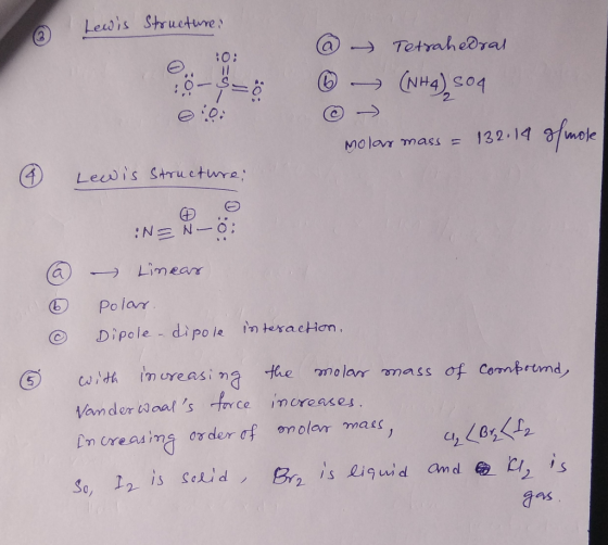 @ Lewis Structure, @ Tetrahedral - (NH4) s04 molar mass = 132.14 of mole Lewis structure: @ 6 © :N=N-0: Linear polar. Dipole