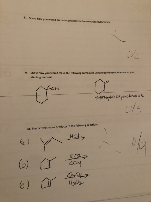 Show how you would preparecyclopentene from the bromide 9. Show how you would make the following compound using methylenecdon