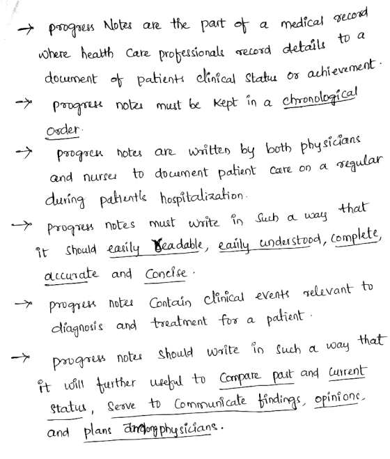to a om details + progress Notes are the part of a medical seco where health care professionale record details document of pa