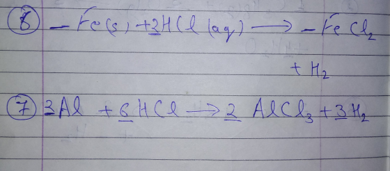 ③ - Fe(s) te HCl lag) - Fech + H2 ЗА САсаба А.С., 43,