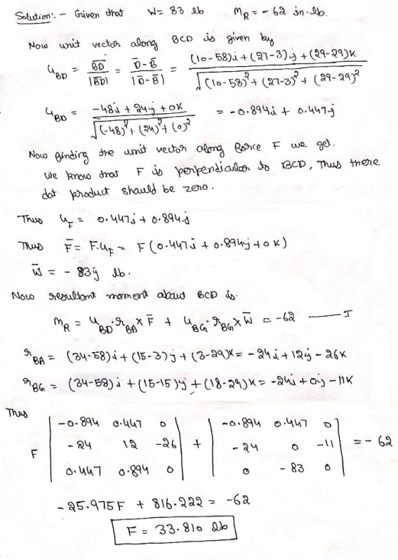 Now unit vecto (lo- 58)i -(1-3)2-2)k о-в 13-6) BD 丨劭} veuon Thud 83 Jb 0-111-62 - 83 o 35.975 F + 316-222= -6a