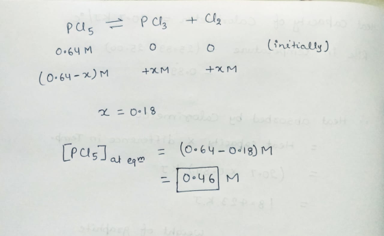 pula 0064 M (0.64-x)M = o P Cl₂ o +&M + Clq los o ou +xm too (initially) x=0018 als id lod sodo toolt [pus dat enim = (0.64-0