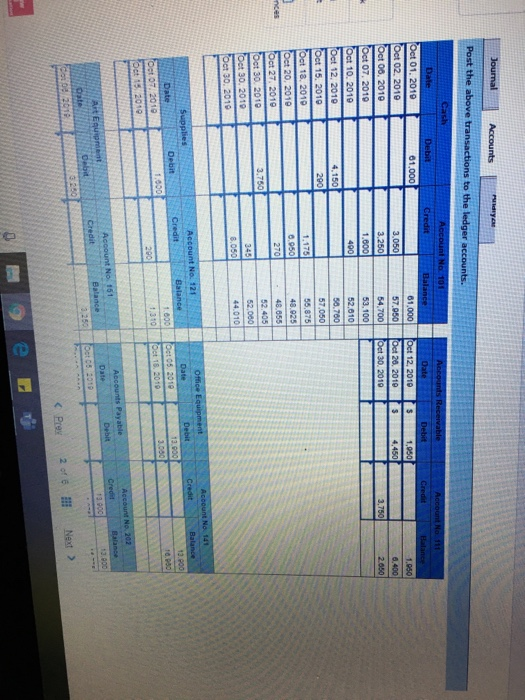 Journal Accounts Post the above transactions to the ledger accounts. Account No 101 Debit Credit 01.000 Accounts Receivable D