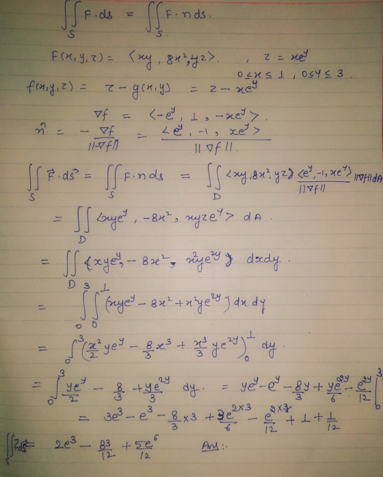 F. ds Fonds. S 2 = فهد olusi OSYS 3 2 xey F(x, y, z) = (sey, 8 42 42 >. frary, 2) = z-goriy If <-e, to-key> Lě ,-1, xe> 11-VF