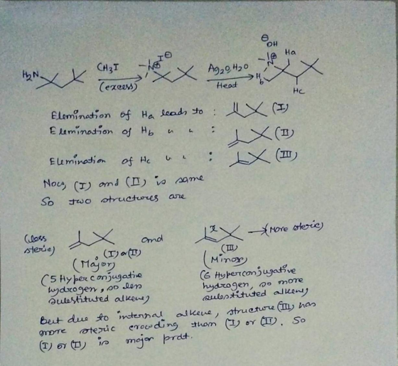 OH CH₂I Ha -16 -lo HANK Ag₂0H20 Texcess) Heat Ho HC Elemination of Ha leads to: 1X Elm,modom of нь и 4 : 1 Elemination of te