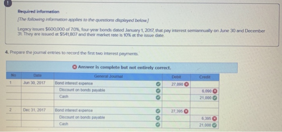Required information [The following information applies to the questions displayed below) Legacy issues $600,000 of 70%, four