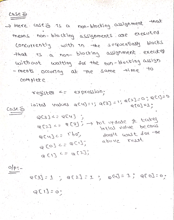 a values. Q043=1; 913] =15, QC23-0QCIJ=0 case o Here case ☺ TS non-blocking assignment that means non- blocking assignments a