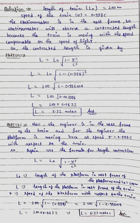 1-v2 C2 b = speed of the klatform with respect to the train Solution 7 length of train (le) = 2oom speed of the of the train