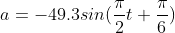 a=-49.3sin(\frac{\pi}{2}t+\frac{\pi}{6})