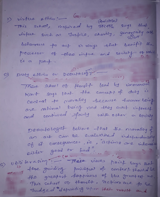 बाला Behanourss to act in ways society of woksal a to cogya point says that D vistue & thics :- Casi (Aristore) This school,