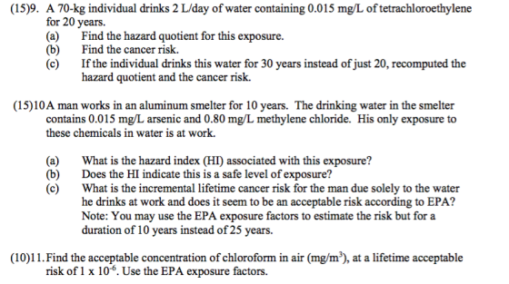 A 70-kg individual drinks 2 L/day of water contain