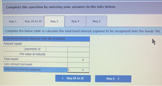 Complete this question by entering your answers in the tabs below. Req 1 Req 2A to 20 Req3 Req3 Req 4 Req 5 Complete the belo