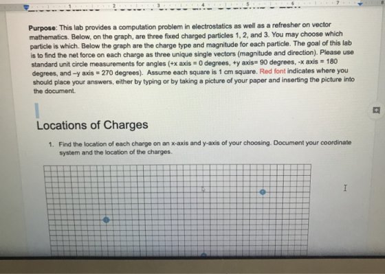 Purpose: This lab provides a computation problem in electrostatics as well as a refresher on vector mathematics. Below, on th