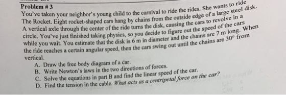 Problem #3 Youve taken your neighbors young child to the carnival to ride the rides. She ocket. Eight rocket-shaped cars ha