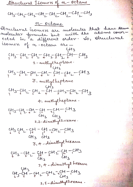 Sructural Isomes o m- octane CH3-CHCH-CCHCH,CHCH m-octane tnictural isomen a melecules hat hau saue molecular rmula but e cte