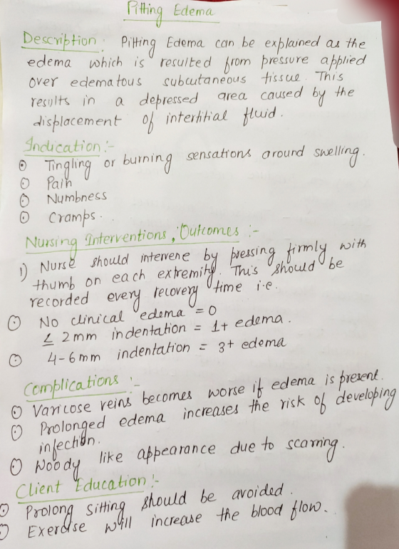 Pitting Edema Description: Pitting Edema can be explained as the edema which is resulted from pressure applied over edema tou