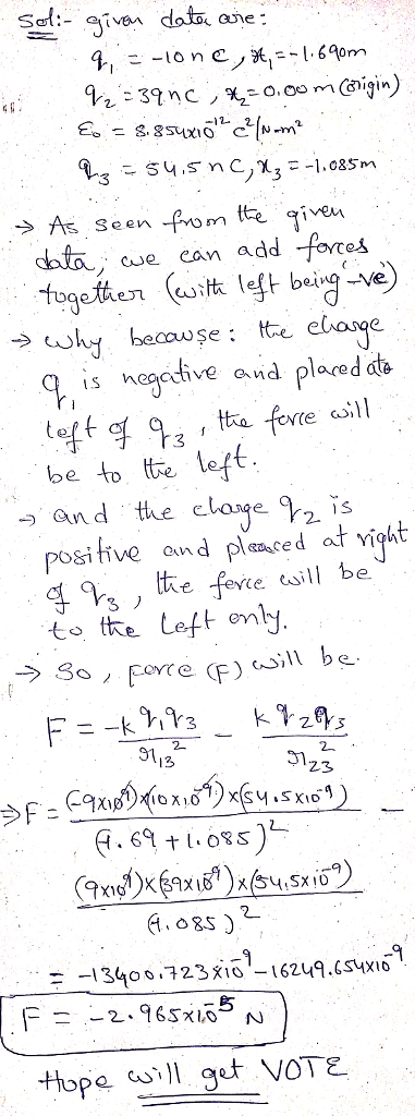 Set:-given dato,ane : > As Seen from e ive chta, cue can add forcos →colly because : tte is heacdive and plared ate be to te left positive and plemced at vight to te Left mly F-32s -) and the clange 〉, 1S 91 2 13 2. S1 23 -9 Hope a 개 gut VOTE