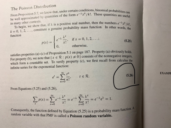 ons, binomial probabilities can -a7k/k!. These quantities are useful The Poisson Distribution From Proposition 5.7, we know t