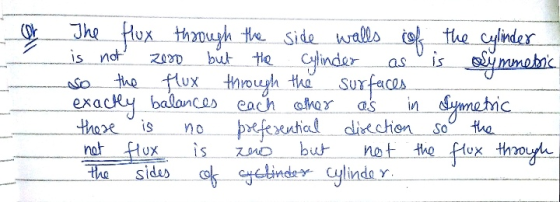 Oh The flux through the side walls of the cylinder is not zero but the Cylinder as is asymmetric so the flux through the surf