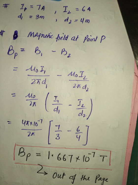 # Ip = 7A di - 3m I = 64 d₂ = um # 8 Magnetic field at point p B 6, B2 Mo It 270 МоІ, 2ла, Mo 2 ca 에 Iz dz UX4107 y 3 6 ZA 4