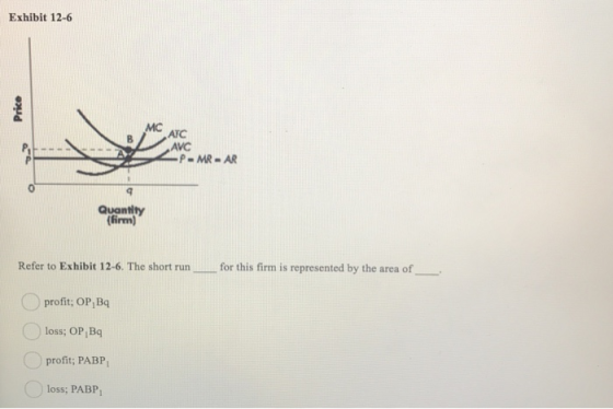 Exhibit 12-6 MC ATC AVC -P-MR-AR Quantity (firm) for this firm is represented by the area of Refer to Exhibit 12-6. The short