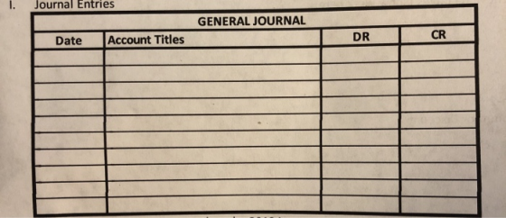 Journal Entries GENERAL JOURNAL DR Account Titles Date CR