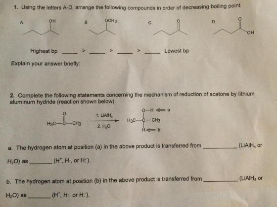 Using the letters A-D, arrange the following compo