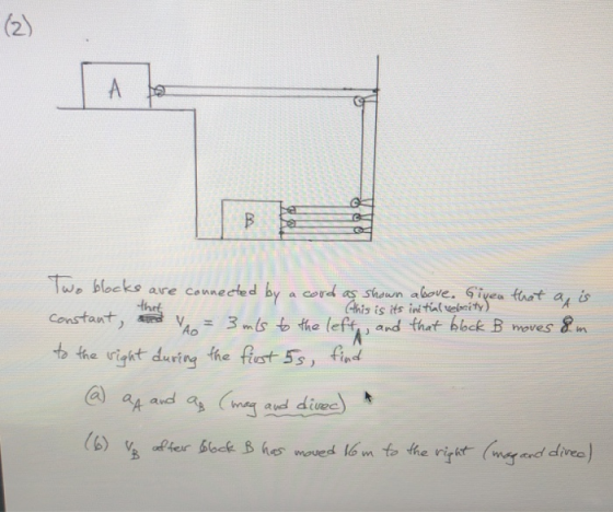VDS 6 171 1217 // // Two blocks are connected by a cord as shown above. Givea that as is (this is its initial rebrity) consta