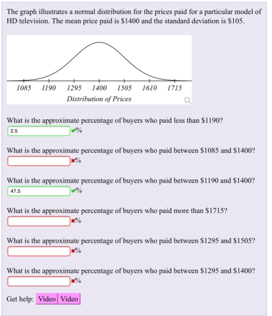 The graph illustrates a normal distribution for the prices paid for a particular model of HD television. The mean price paid
