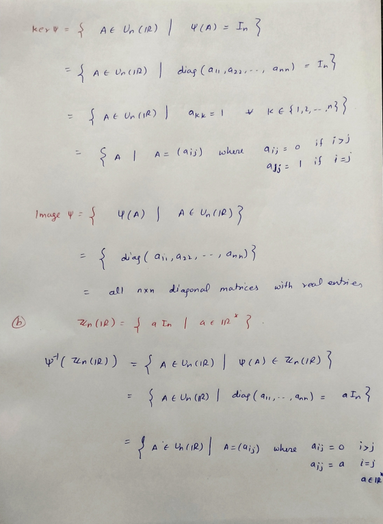 kery - At Un CIR) 4 (A) = In 3 = { A E Un (12) , diag (an, 922,-., and) - In} - {AE Un (IR) , akk=1 & KE{1,2,...,n3} - Al A=
