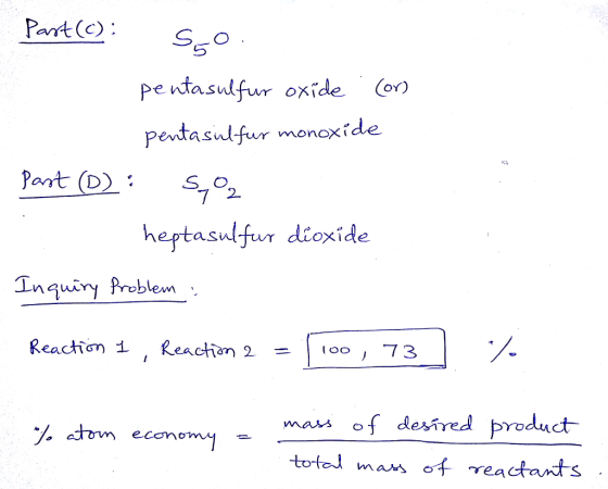 Pare (c STO pe ntasulfur oxide (r) pentasul-fur monoxide art (D) 2 hegtasulfur dioxide mass ofdesired broduct toted man 千 rea