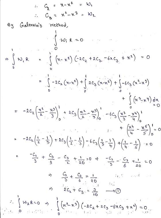 가기2 W 웃 C₂ x_x3 We By Galeskins Method, 0 { wir no fore . firy des is rans) - - c) inscust user) + leest) 모 2. - RC2 43 N +