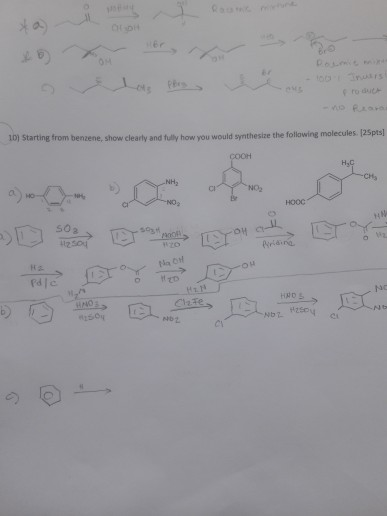 10 Starting from benzene, show clearly and fully how you would wynthesize the following molecules 125pts COOH HOOG