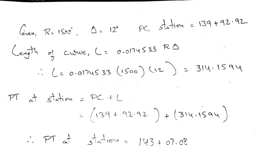- onu 533 R Civen, R: 1500, s. 12° pe station = 139 +92-92 Length of cowe, La 0.01745 33 RA i la 0.01745 33. (1500) (iz) - 3
