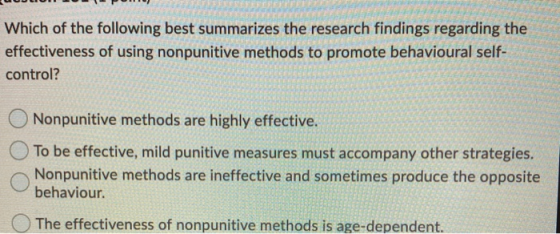Which of the following best summarizes the research findings regarding the effectiveness of using nonpunitive methods to prom