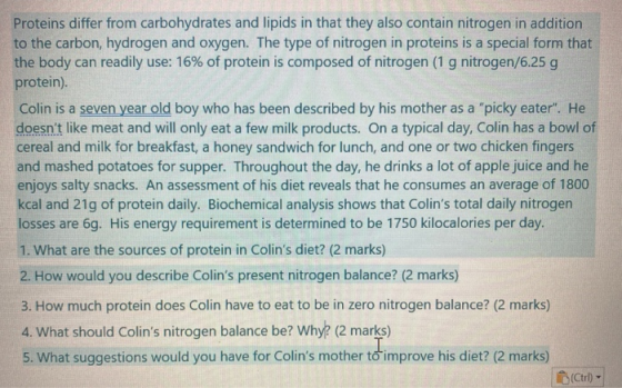 Proteins differ from carbohydrates and lipids in that they also contain nitrogen in addition to the carbon, hydrogen and oxyg