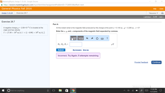 A negative charge q = -2.80 Times 10^-6 C is locat