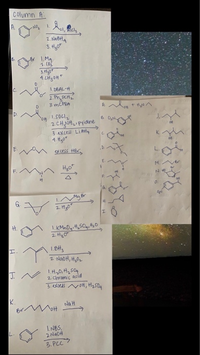 Column A A 1 ha ich -NO, 2. Nabha 3.H2O* 1. Mg ->> D 0 7.00 3.41209 4. CH₂OHT IDEAL-H 2.Ph, PCH2 3. mCPBA OH 1.50ch 2. CH₃NH