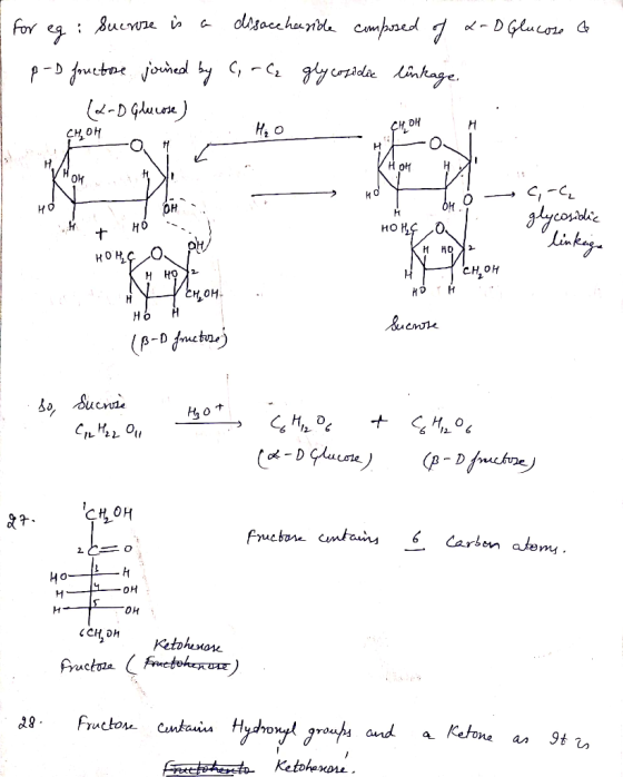 I I for eg: Sucrose is a dissaccharide composed of x-D Glucose a p-D fructore joined by C, rę glycosidie linkage. (2-D Glucos